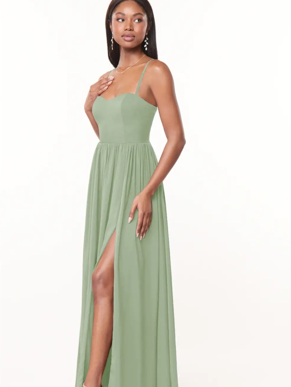 NWT Azazie Marilyssa Chiffon Slit Formal Dress in Terracotta Rust Color SizeA 10